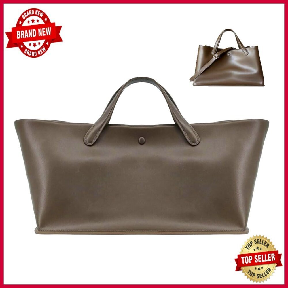 Large Canvas Tote Bag with Leather Handle Adjustable Strap Minimalist Style